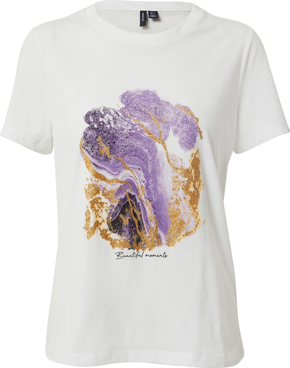 VERO MODA Tričko 'ANAIS' offwhite / světle fialová / zlatá