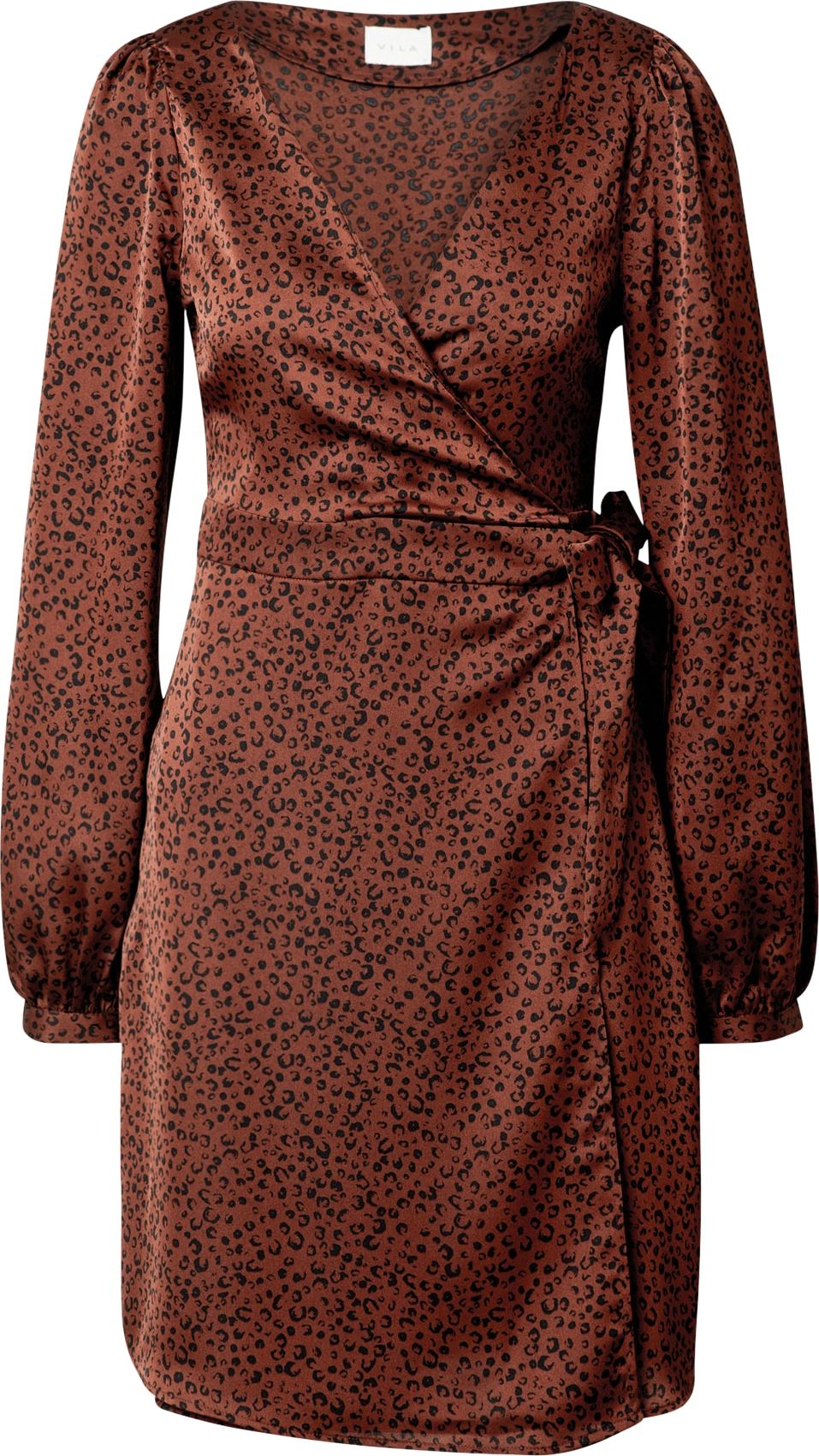 VILA Šaty rezavě hnědá / černá