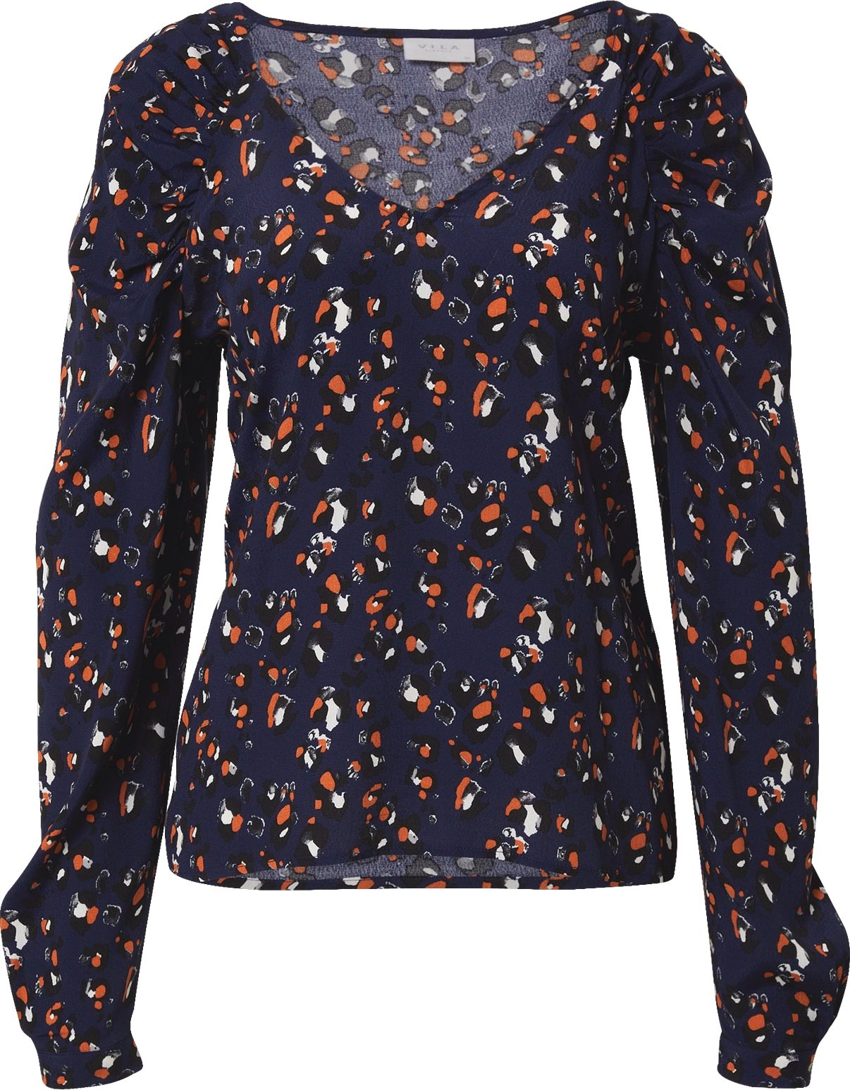 VILA Tričko 'KITTIE' noční modrá / bílá / oranžová / černá