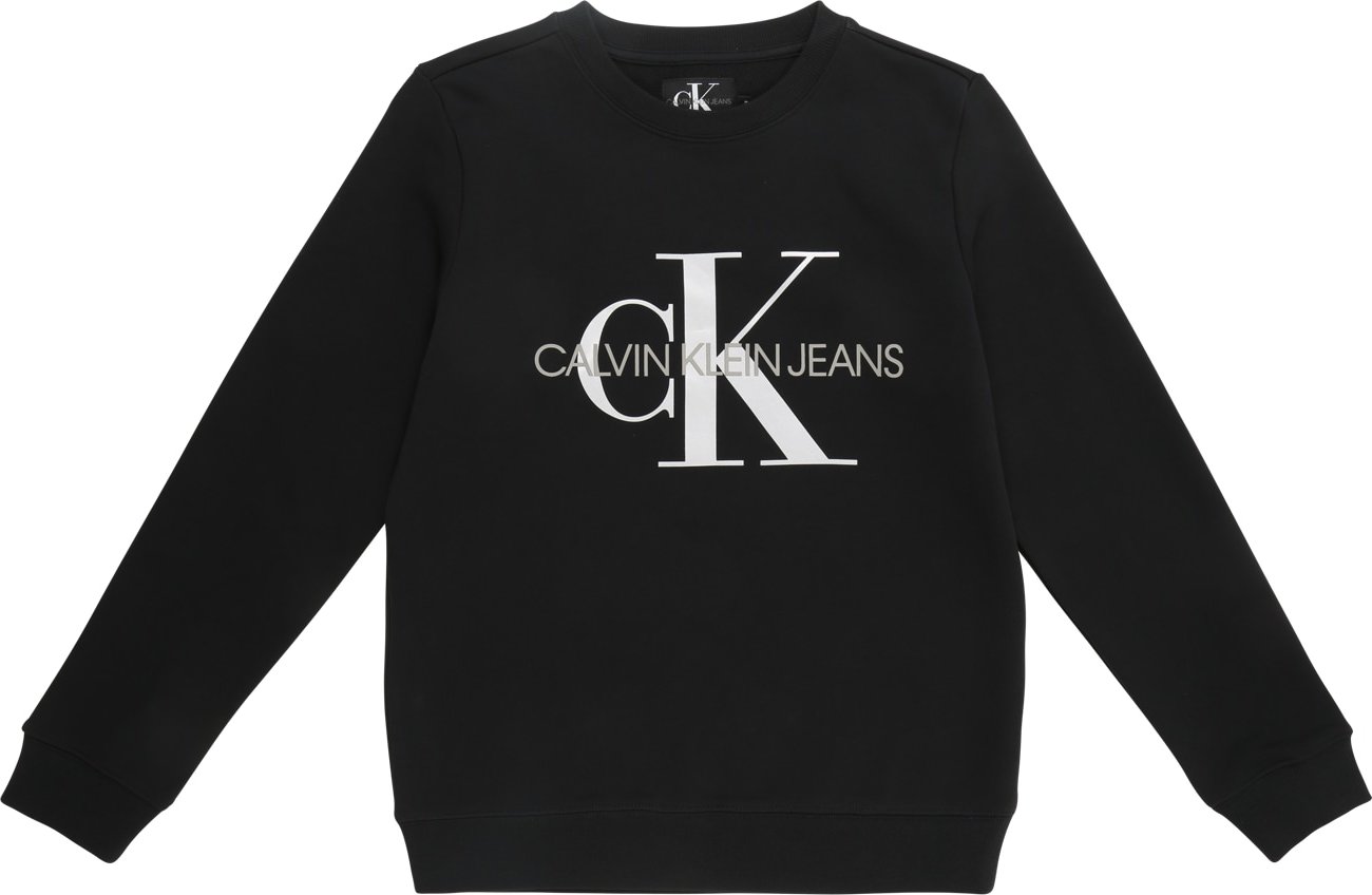 Calvin Klein Jeans Mikina bílá / černá