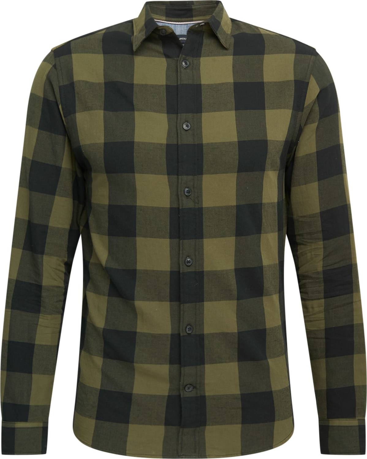 JACK & JONES Košile 'Gingham' olivová / černá