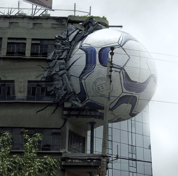3D reklama na míč.